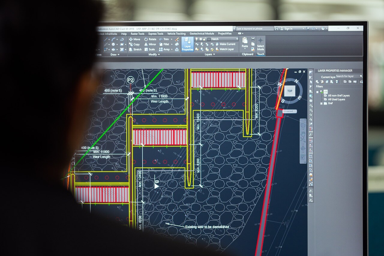 civil engineer working on pc