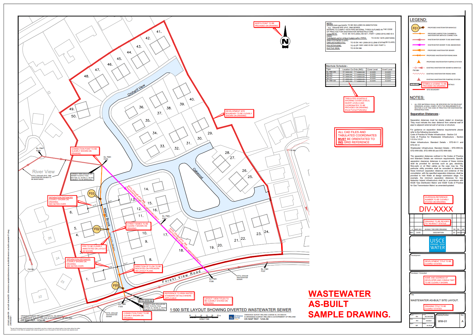 Irish waste water as-built sample drawings